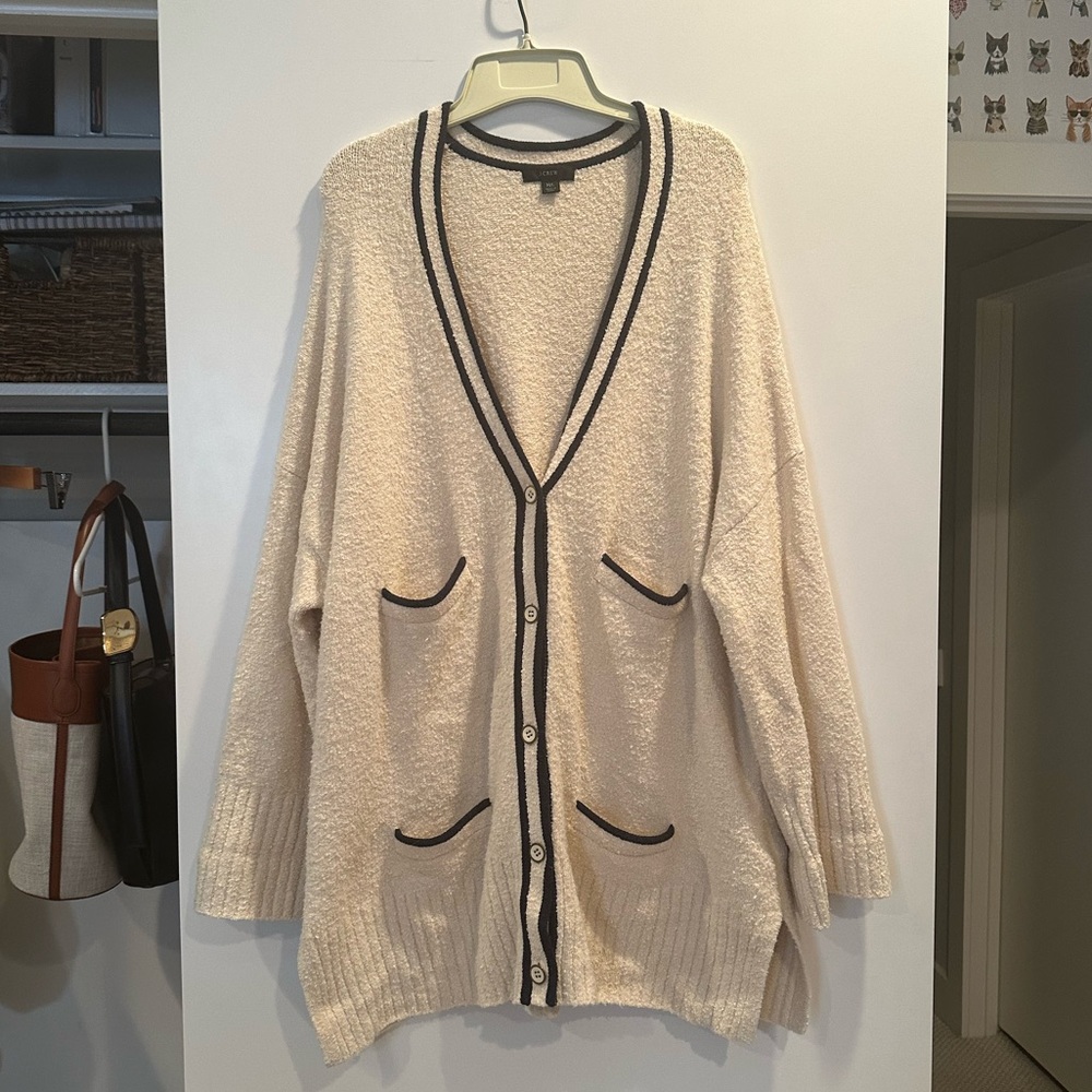 J.Crew Varsity Boucle Long Cardigan